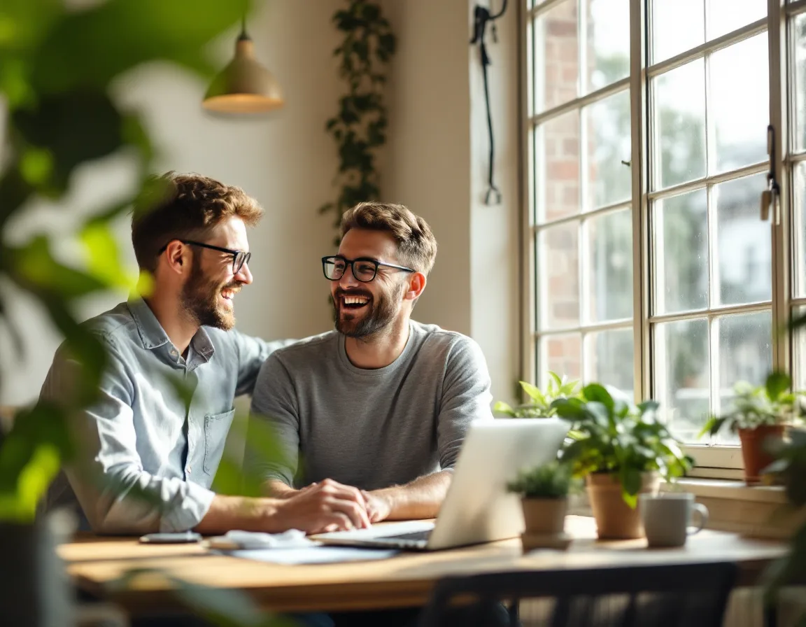 Engineers collaborating in a light-filled Los Angeles startup office